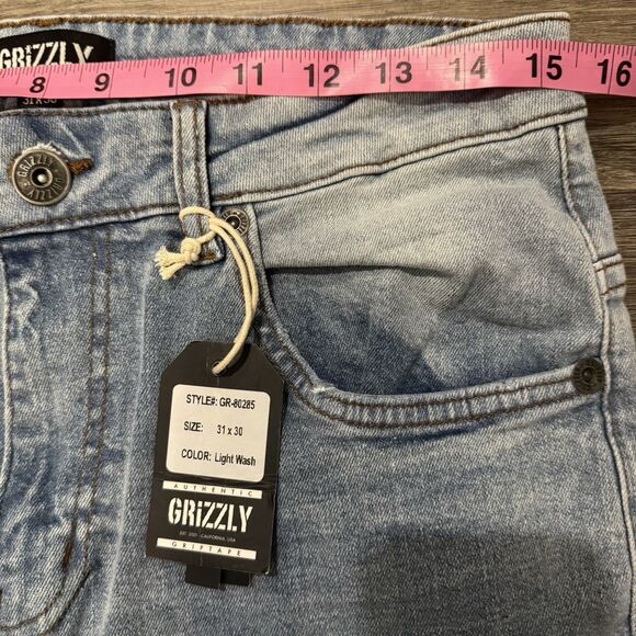 Grizzly Griptape Blue Jeans Light Wash Straight Fit Stretch Mens 31x30 NWT - Picture 6 of 11